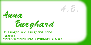 anna burghard business card